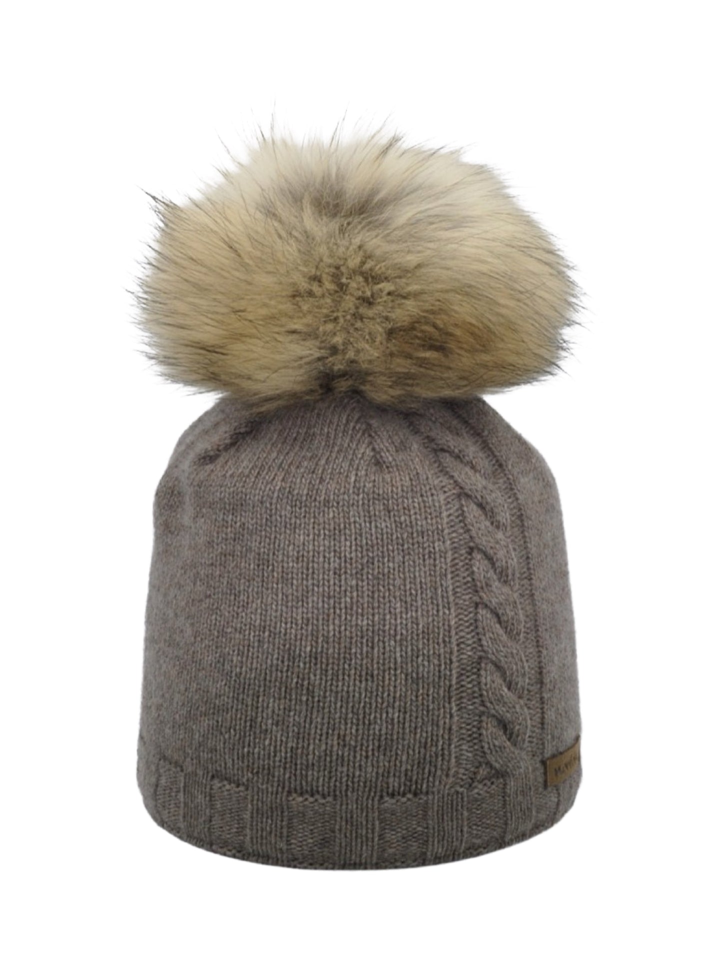8439 - Mütze in Kashmir mit Bommel