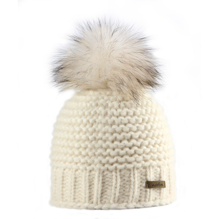 7327 - bonnet en laine d'alpaga avec pompon