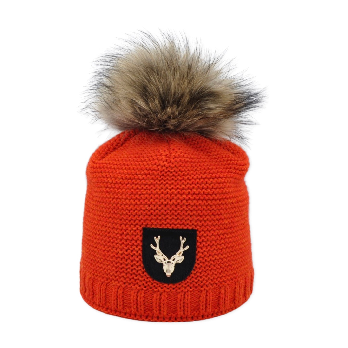 7467 - Mütze in Merino Wolle mit Bommel