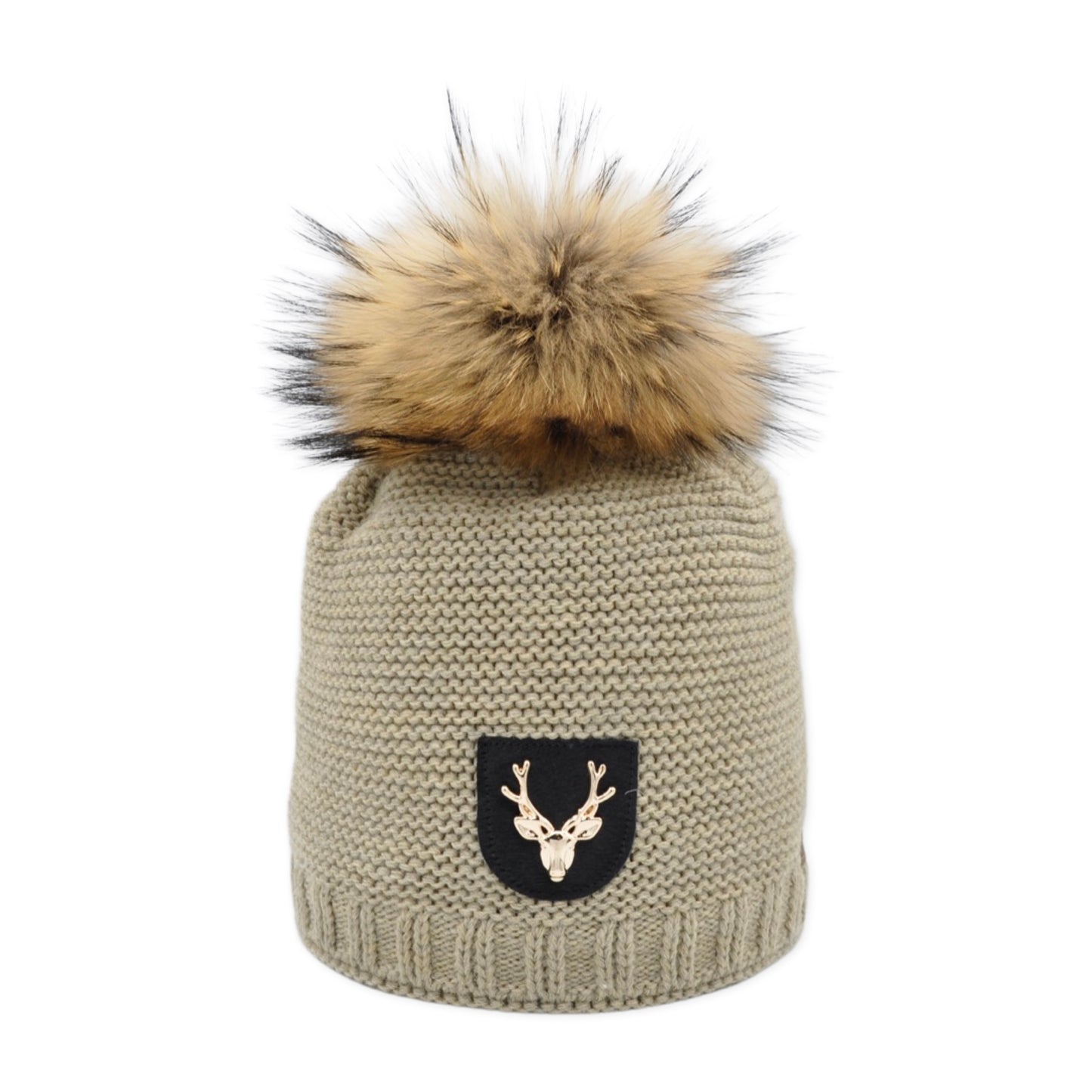 7467 - Mütze in Merino Wolle mit Bommel