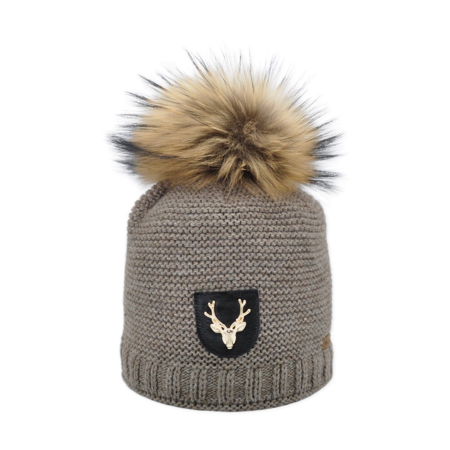 7467 - Mütze in Merino Wolle mit Bommel