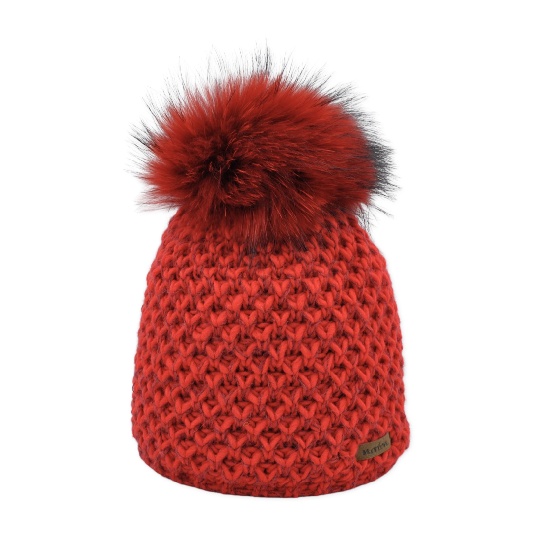 7560 - Mütze aus Merinowolle mit Bommel