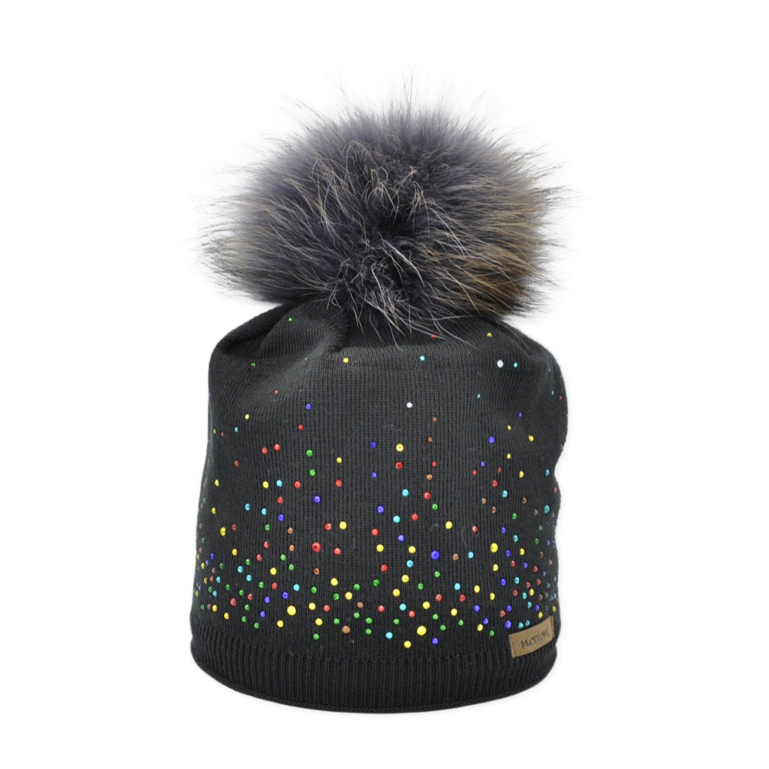 8203JR - Mütze für Kinder aus Merino Wolle mit Strass