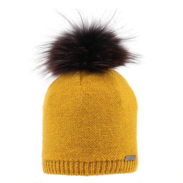 8237JR beanie for kids in mohair wool with bobble