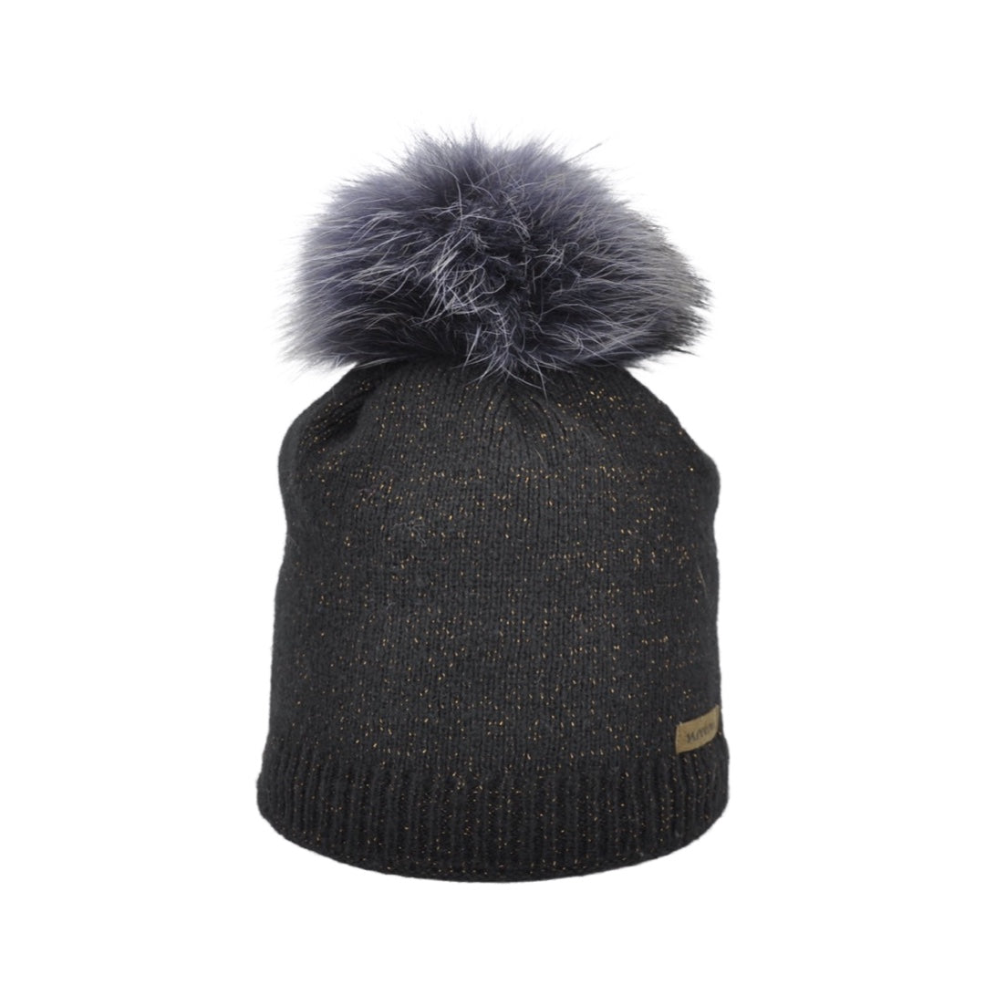 8292 - Mütze mit Lurex und Bommel