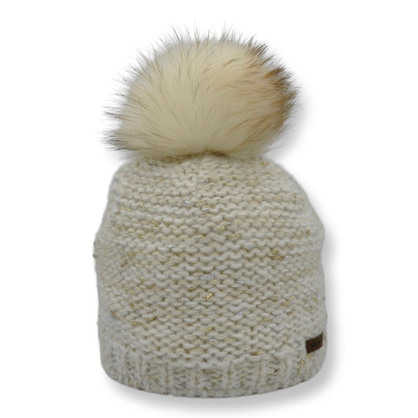 8743 - beanie in mohair with lurex and bobble