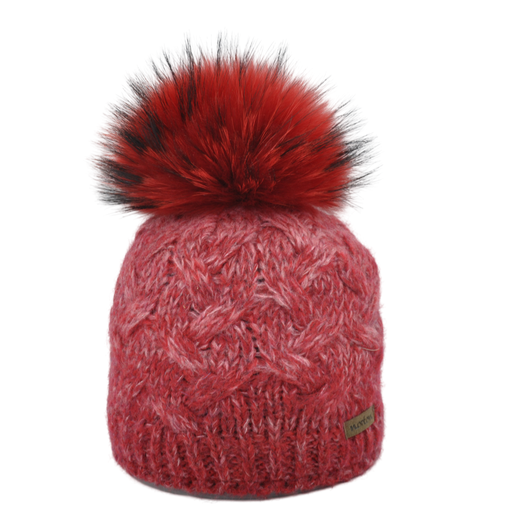 8435JR - Mütze für Kinder in Mohair Wolle mit Bommel