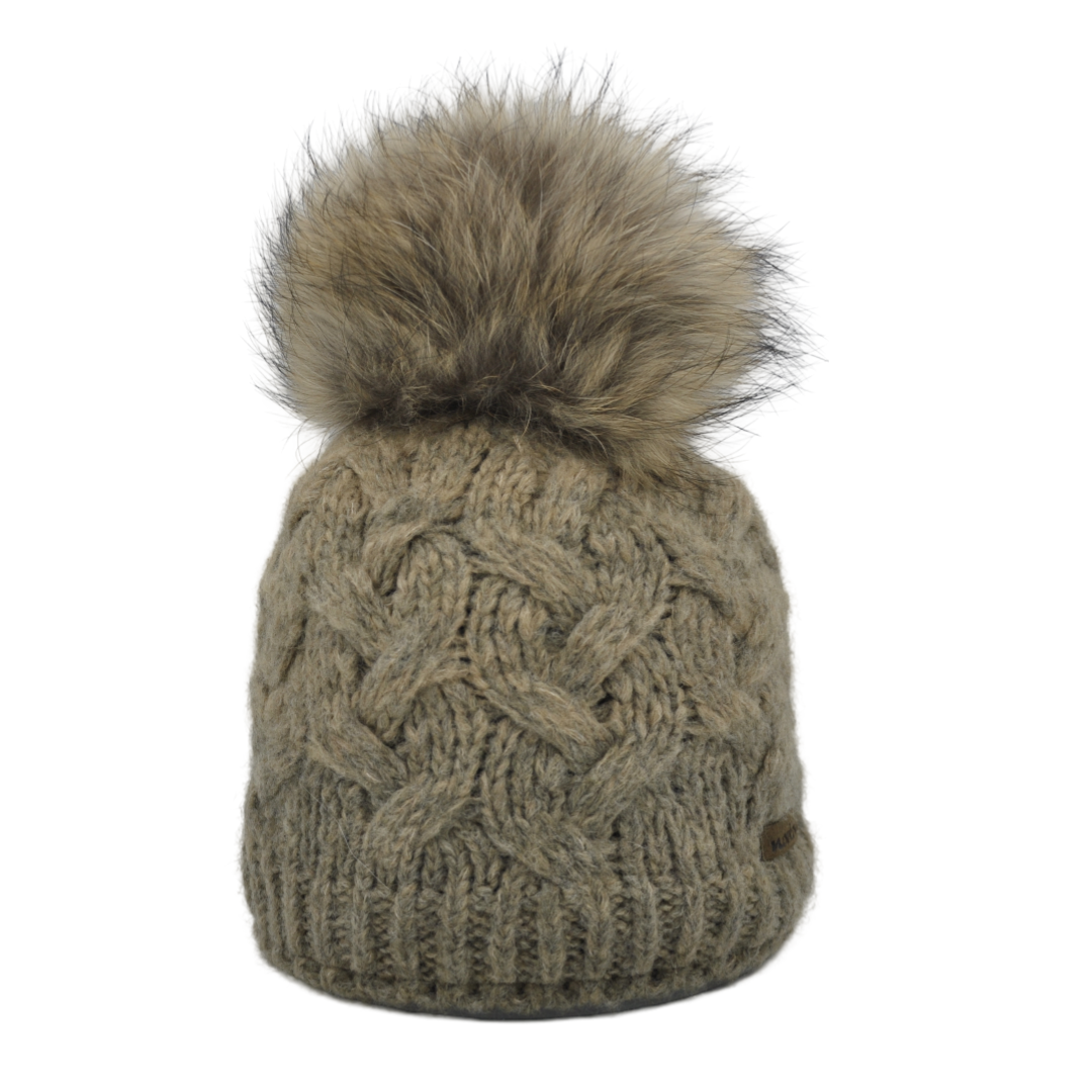 8435JR - Mütze für Kinder in Mohair Wolle mit Bommel