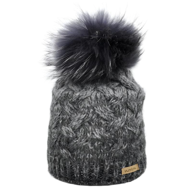 8435JR - Mütze für Kinder in Mohair Wolle mit Bommel