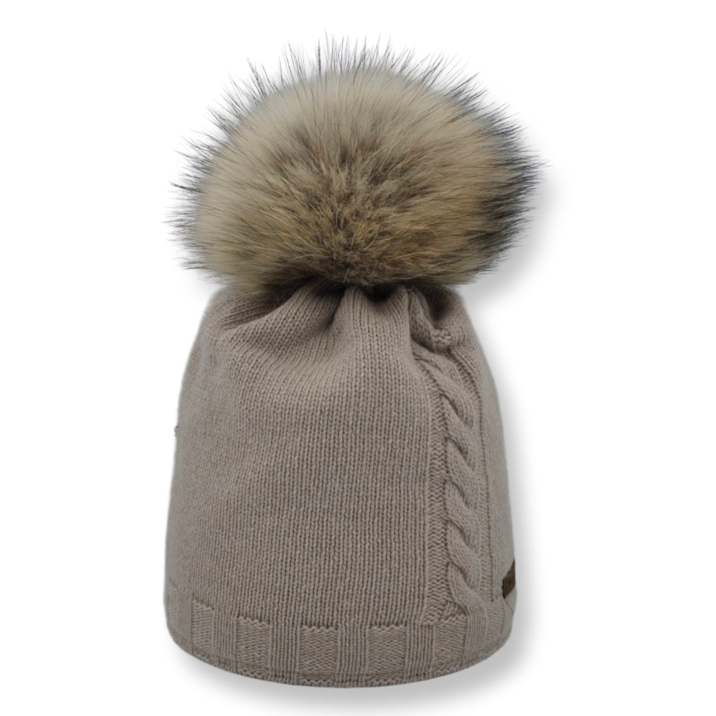 8439 - Mütze in Kashmir mit Bommel
