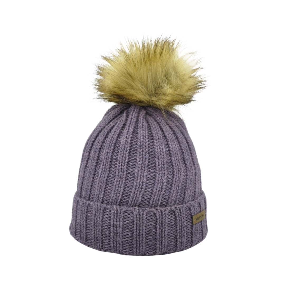 8448JR - Mütze für Kinder in Merino Wolle mit Bommel