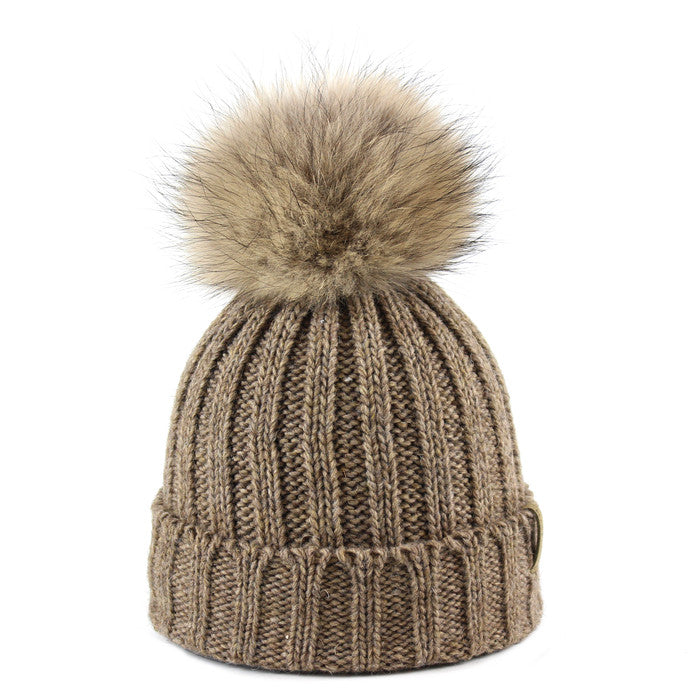 8448JR - Mütze für Kinder in Merino Wolle mit Bommel