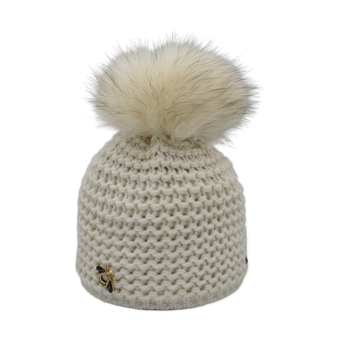 8455 - Mütze aus Merino Wolle mit Biene
