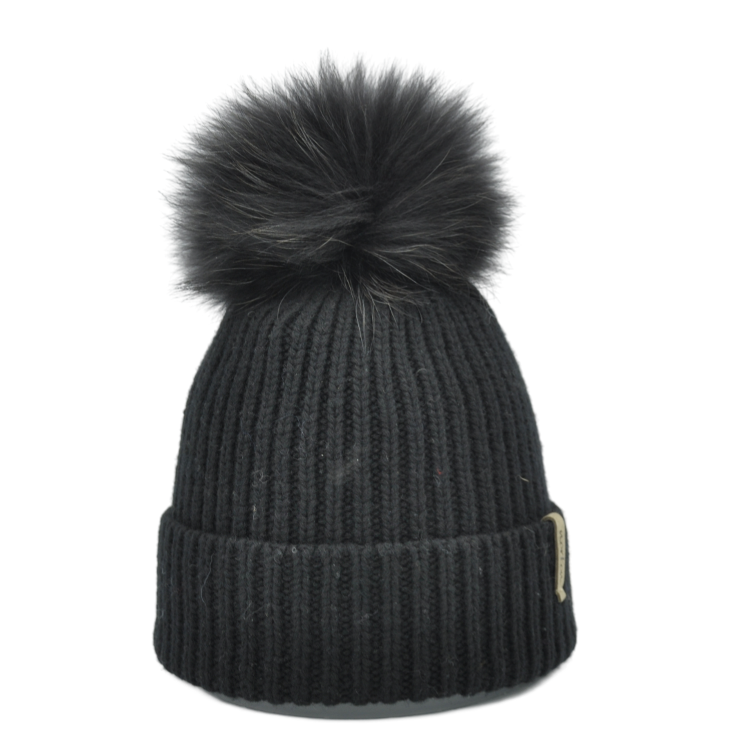 8470SP - beanie in cashmere wool with bobble