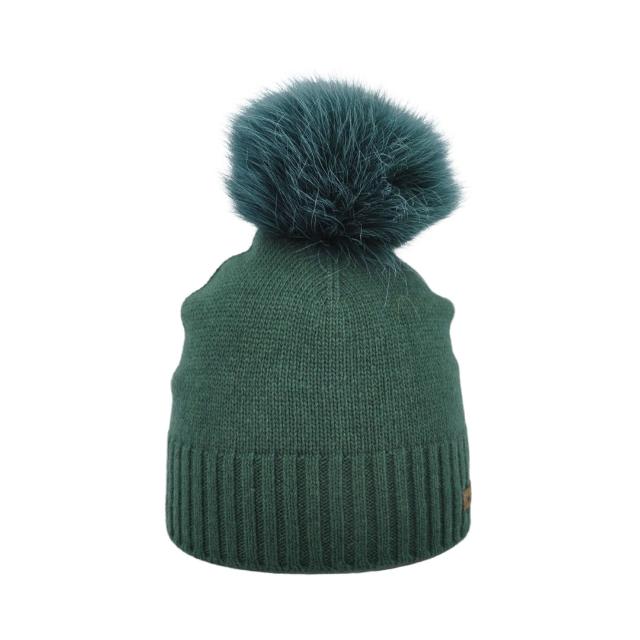 8477 - beanie in cashmere wool with bobble