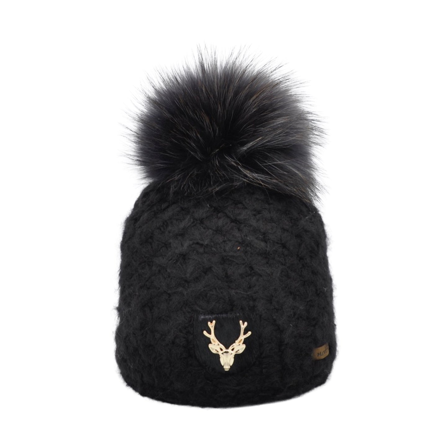 8511 - Mütze aus Merino Wolle mit Hirsch Patch