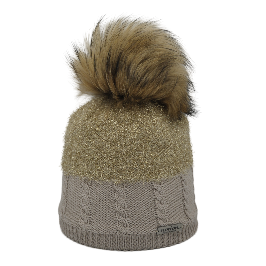 8607 - beanie in merino wool with lurex