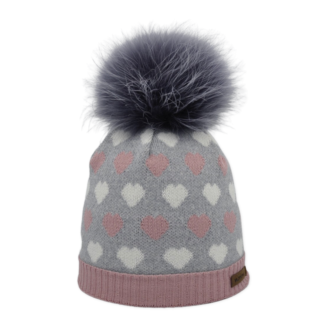 8611JR - berretto in lana merino con pompon