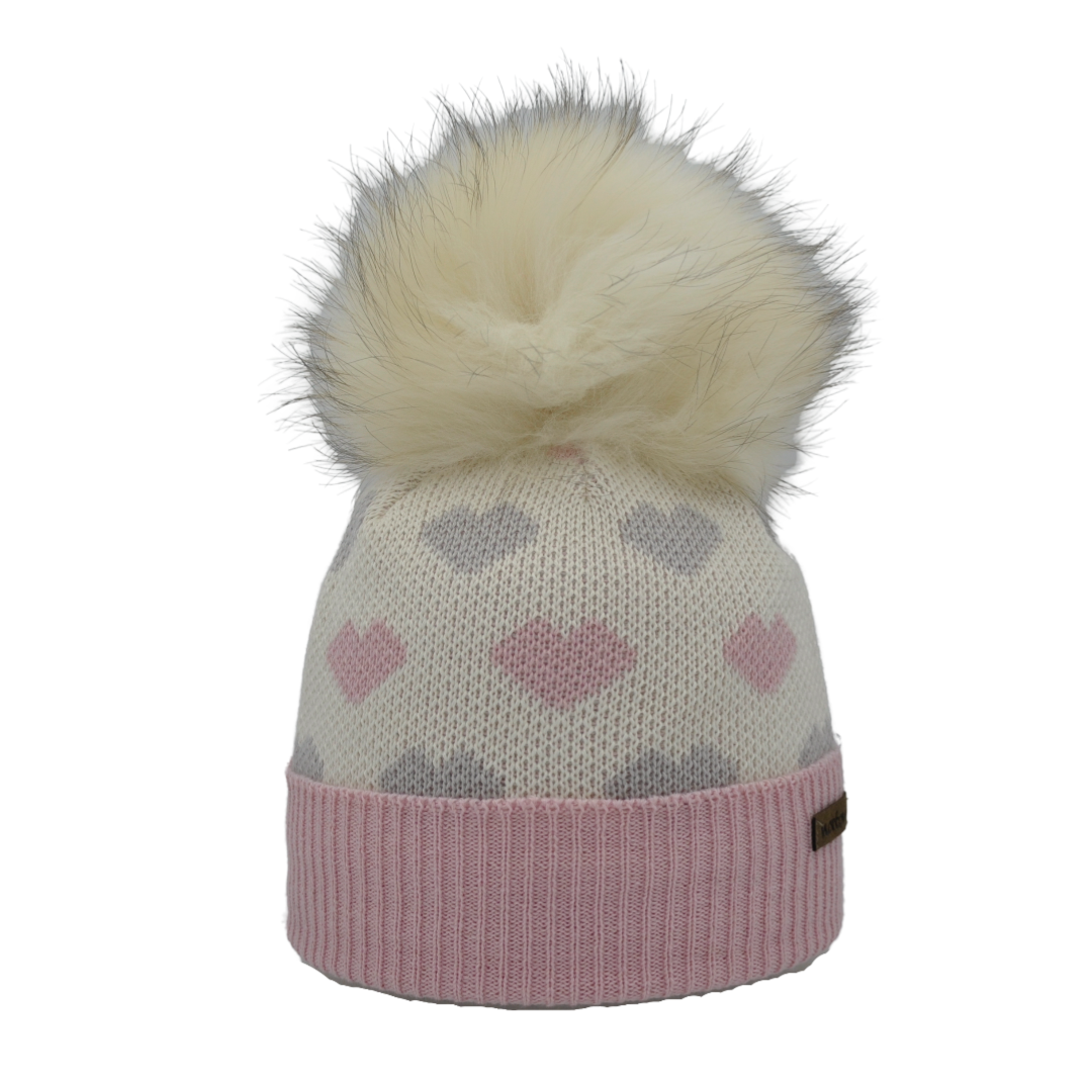 8611JR - berretto in lana merino con pompon