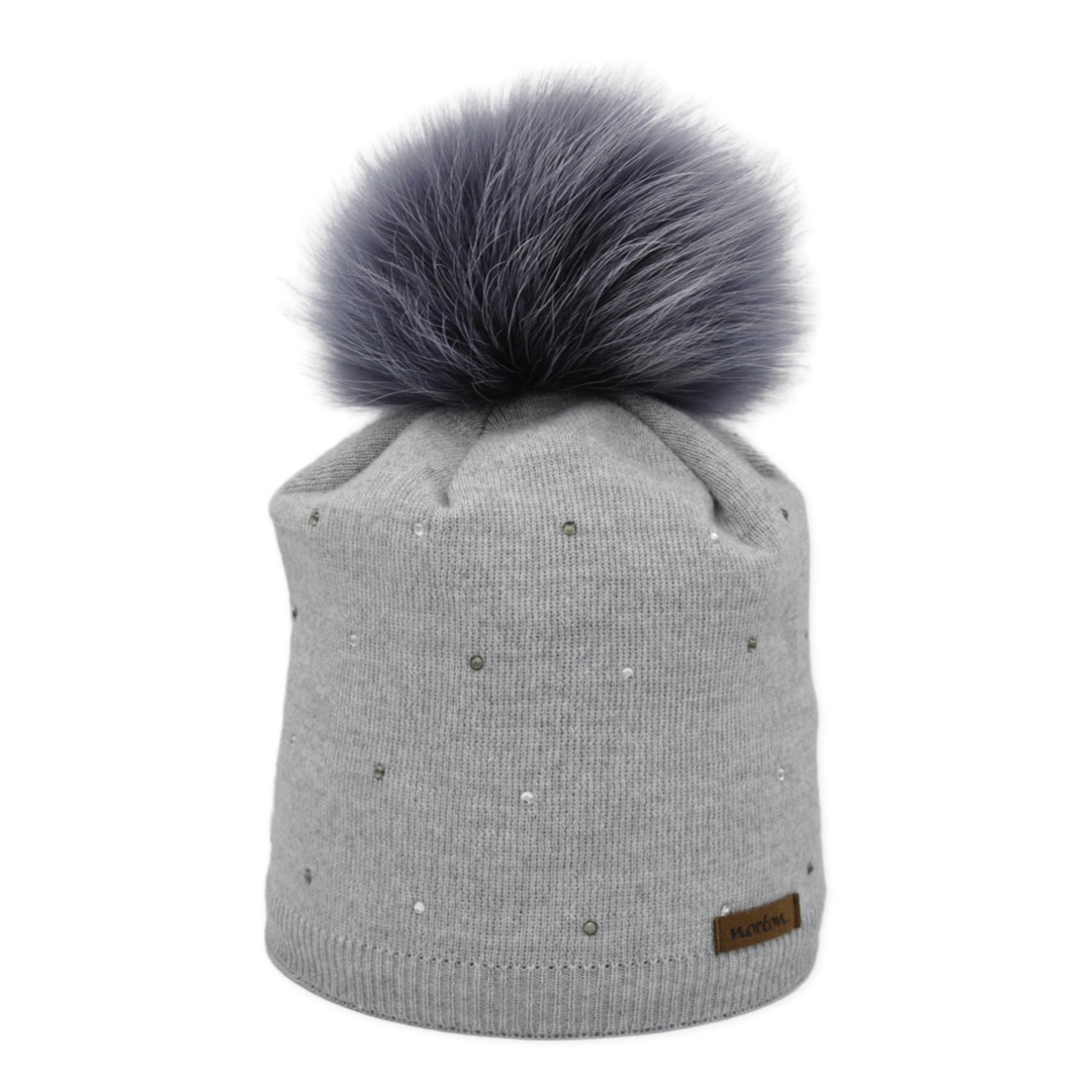 8619 - Mütze mit Strass und Bommel