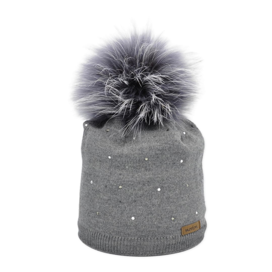 8619 - Mütze mit Strass und Bommel