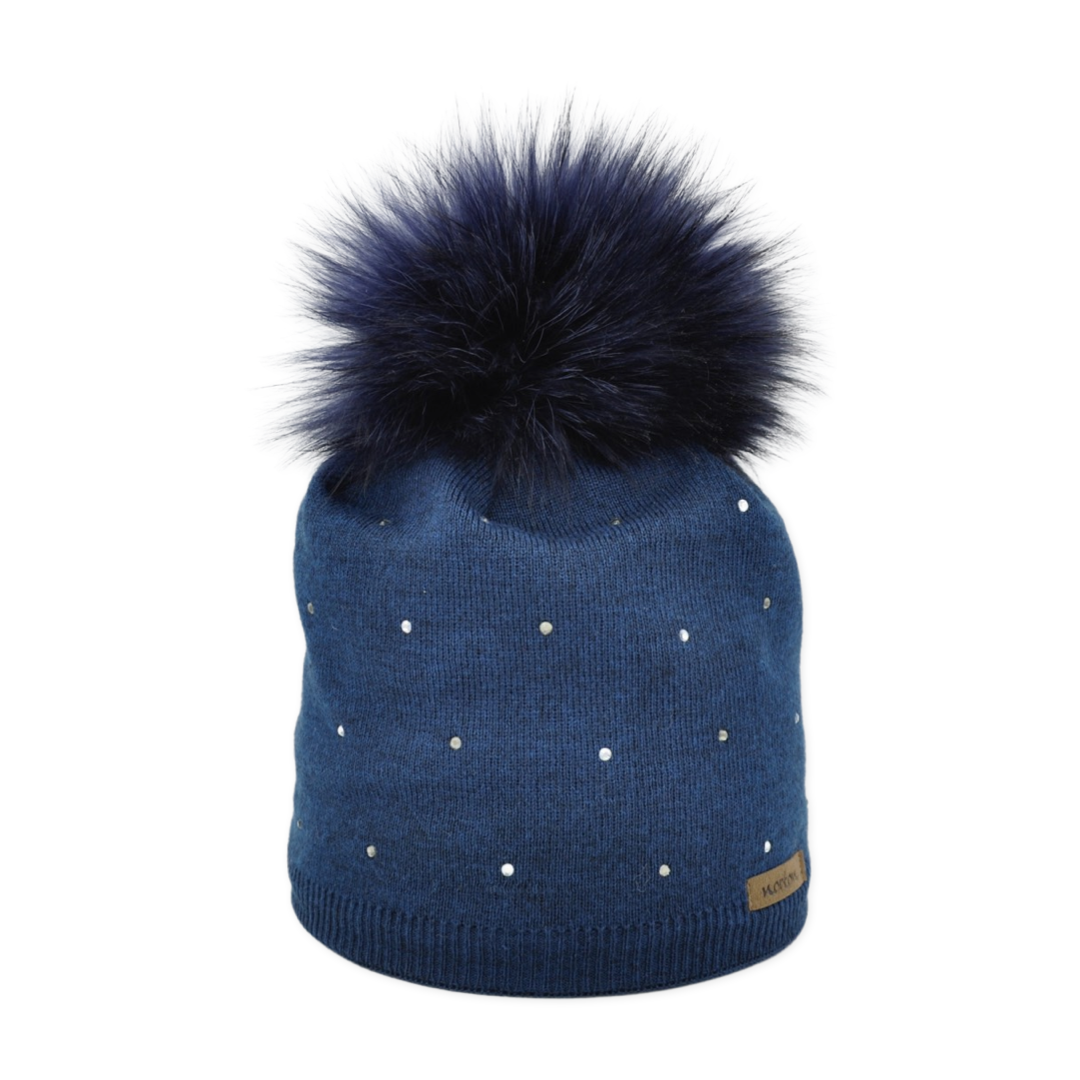8619 - Mütze mit Strass und Bommel
