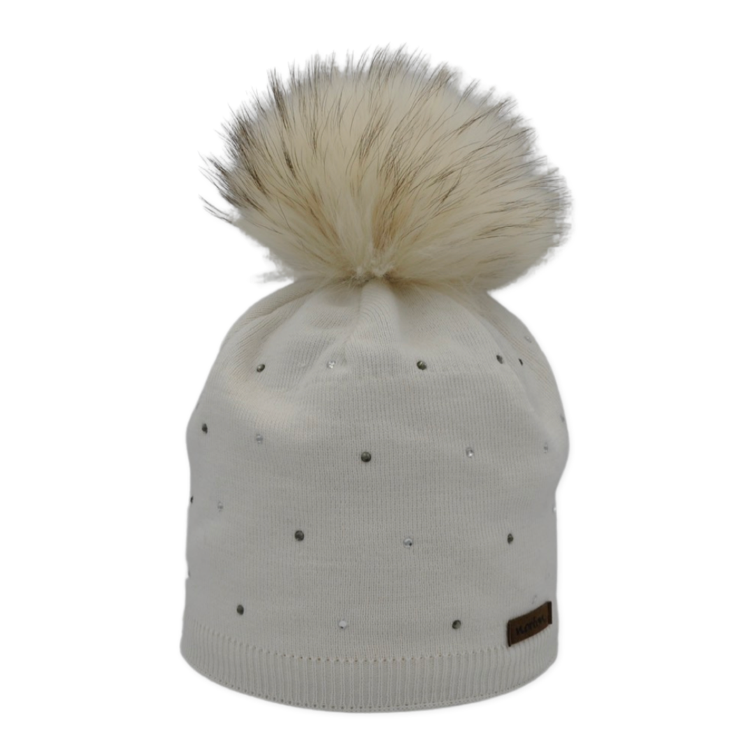 8619 - Mütze mit Strass und Bommel