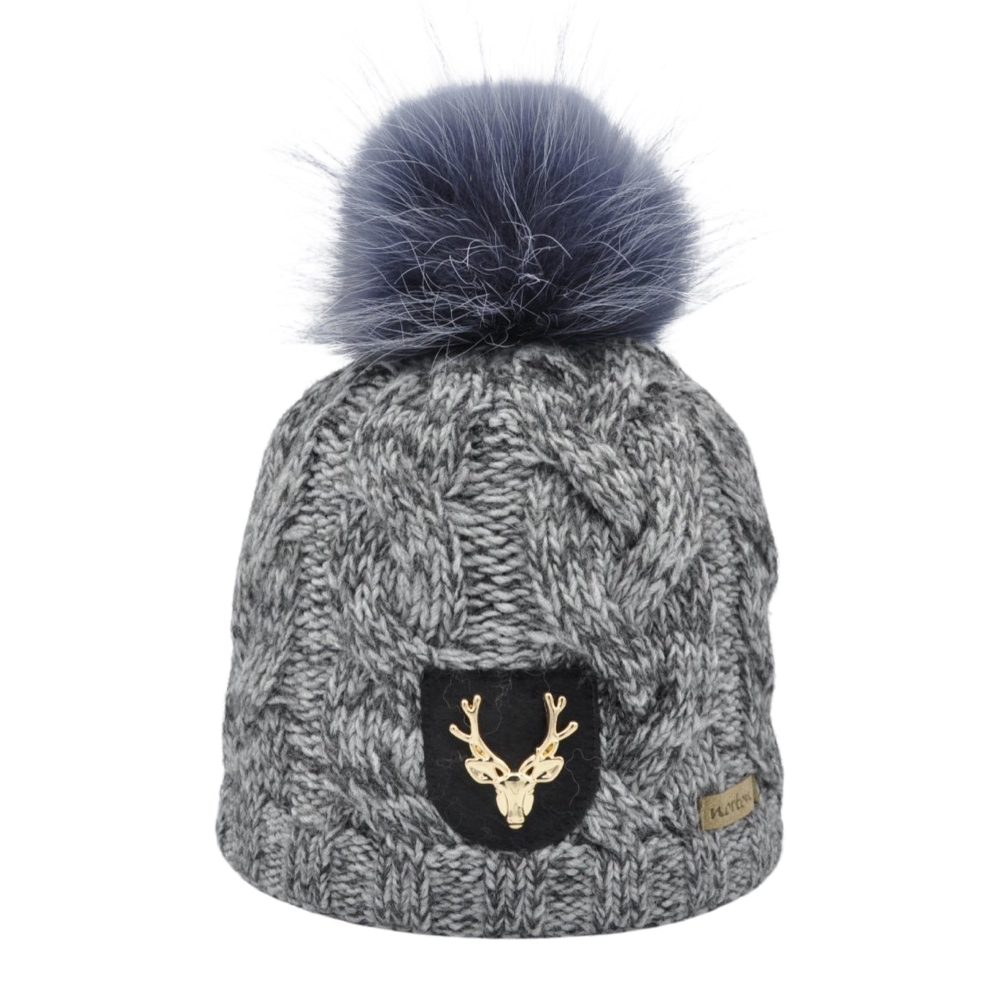 8838 - berretto in lana merino con patch cervo