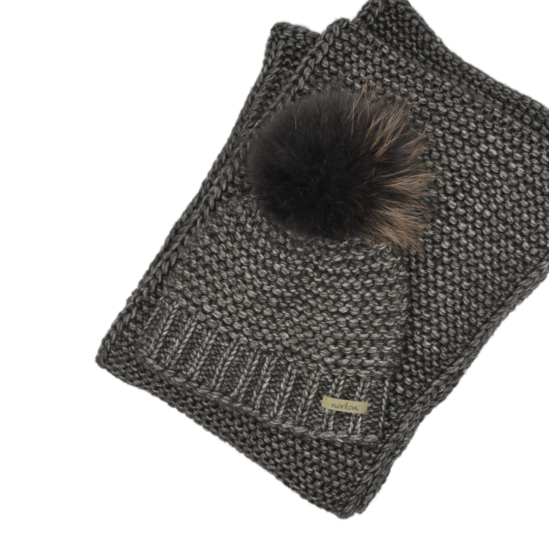 8040 Set of beanie and scarf in alpaca wool