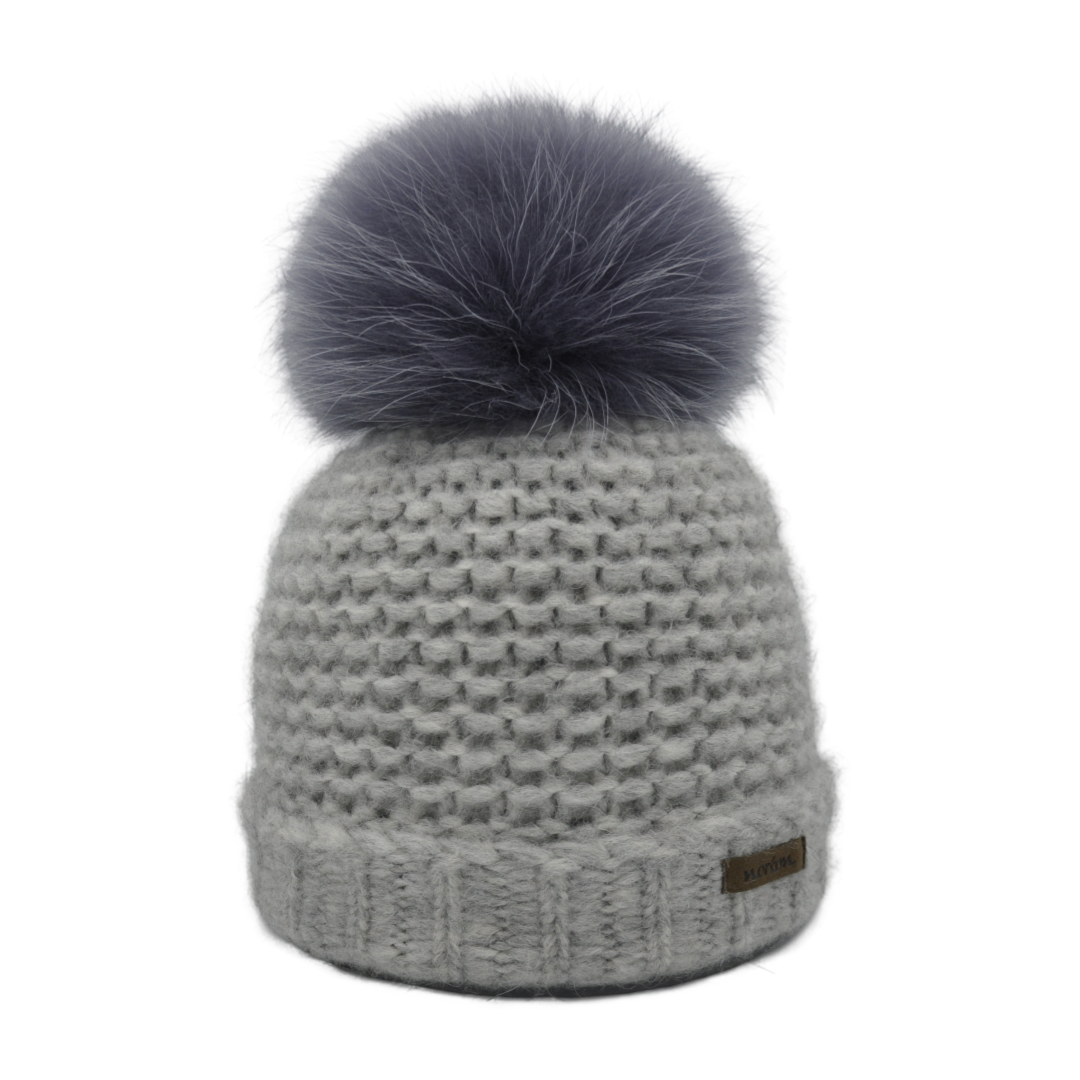 8261JR - berretto per bambini in lana d'alpaca e pompon