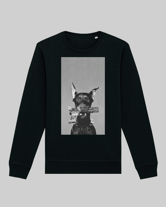 Herren-Sweater aus Bio-Baumwolle – "stop" Print