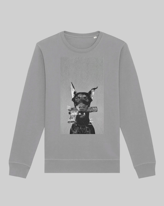 Herren-Sweater aus Bio-Baumwolle – "stop" Print