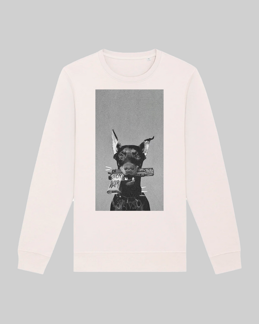 Herren-Sweater aus Bio-Baumwolle – "stop" Print