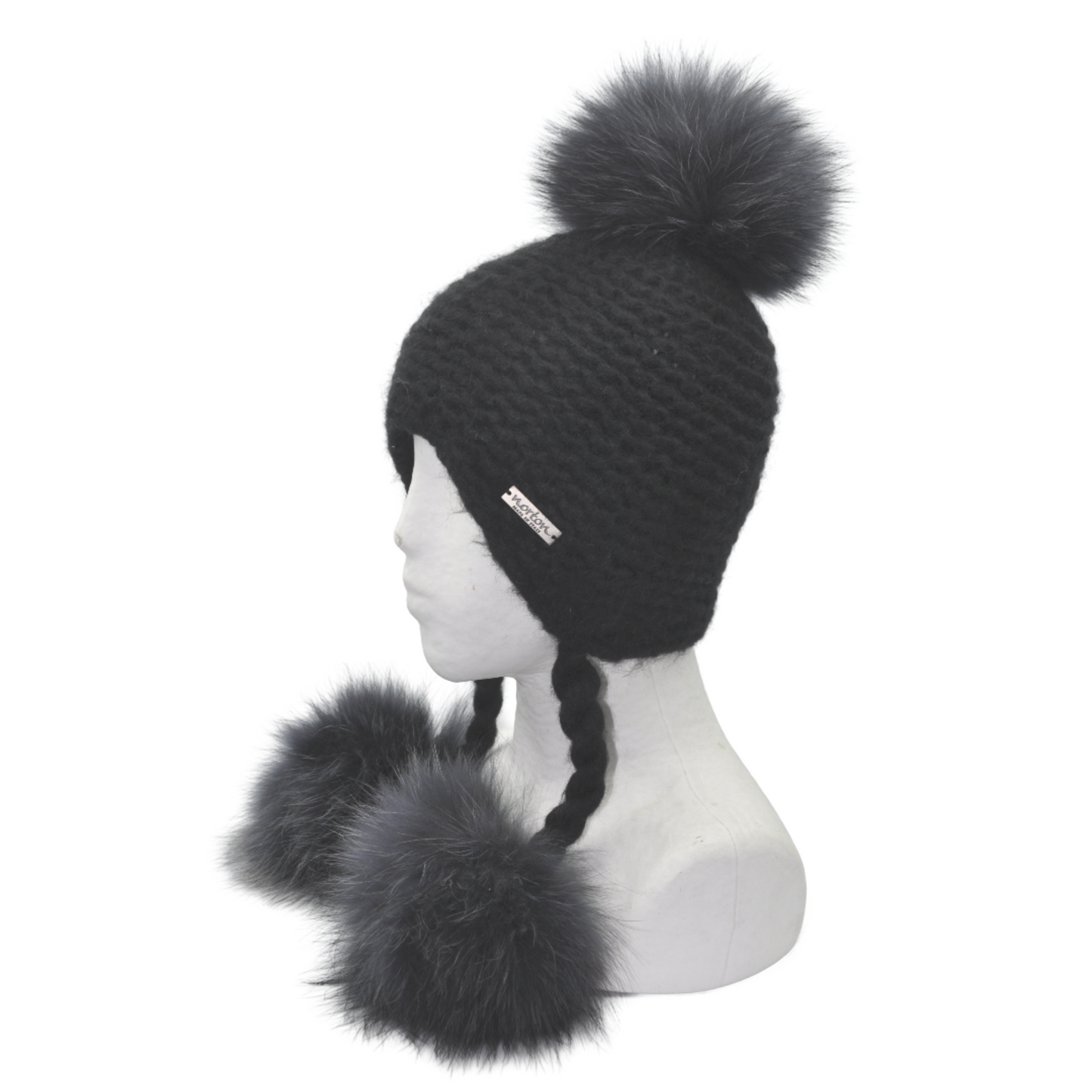 7329 - beanie in alpaca wool with bobble