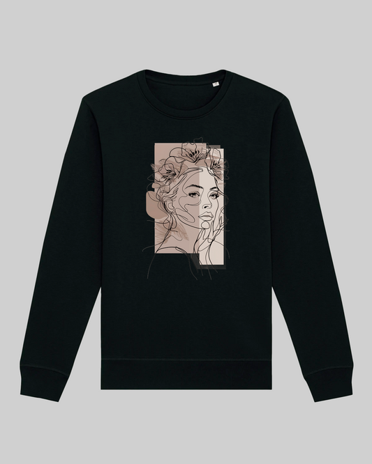 Damen-Sweater aus Premium Baumwolle – „ Drawn Woman“