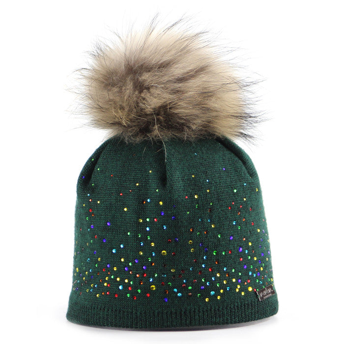 8203JR - Mütze für Kinder aus Merino Wolle mit Strass
