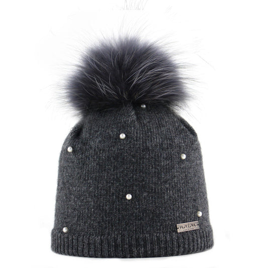 8388 - Mütze aus Kaschmir mit Perlen