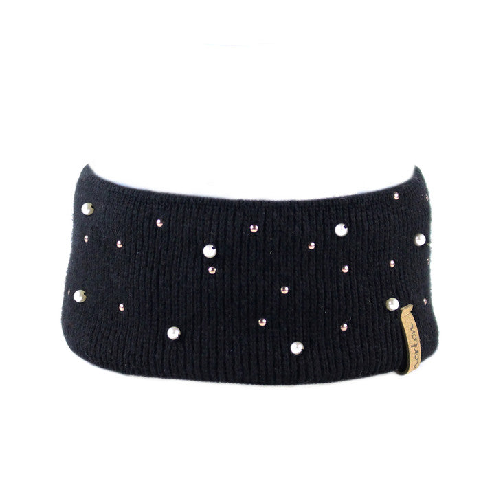 8459 - headband in cashmere with strass and pearls