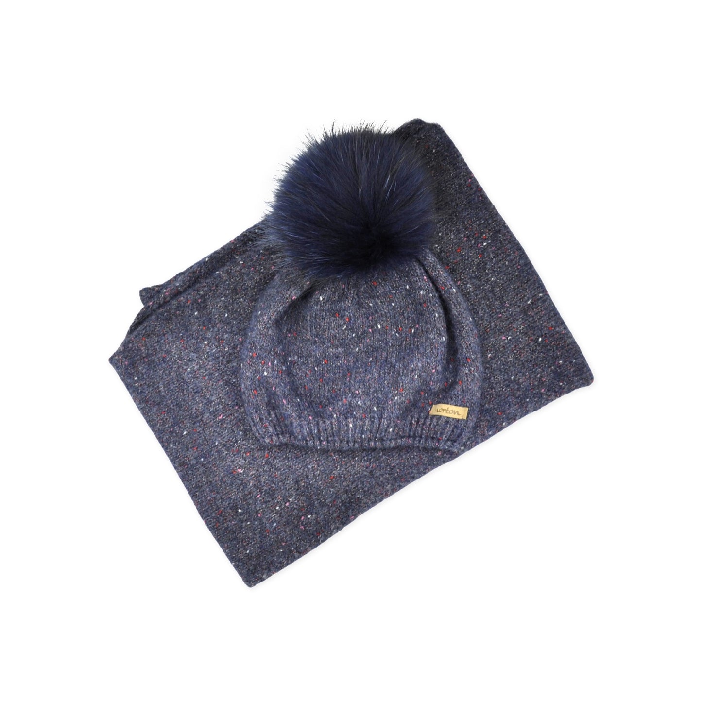 8343Set bonnet et écharpe en laine d'alpaga