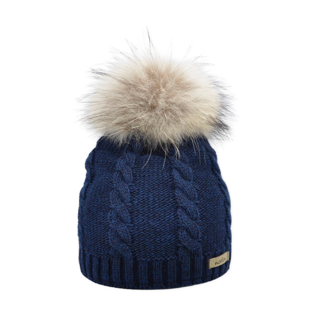 8436JR - beanie for kids in merino wool with pom