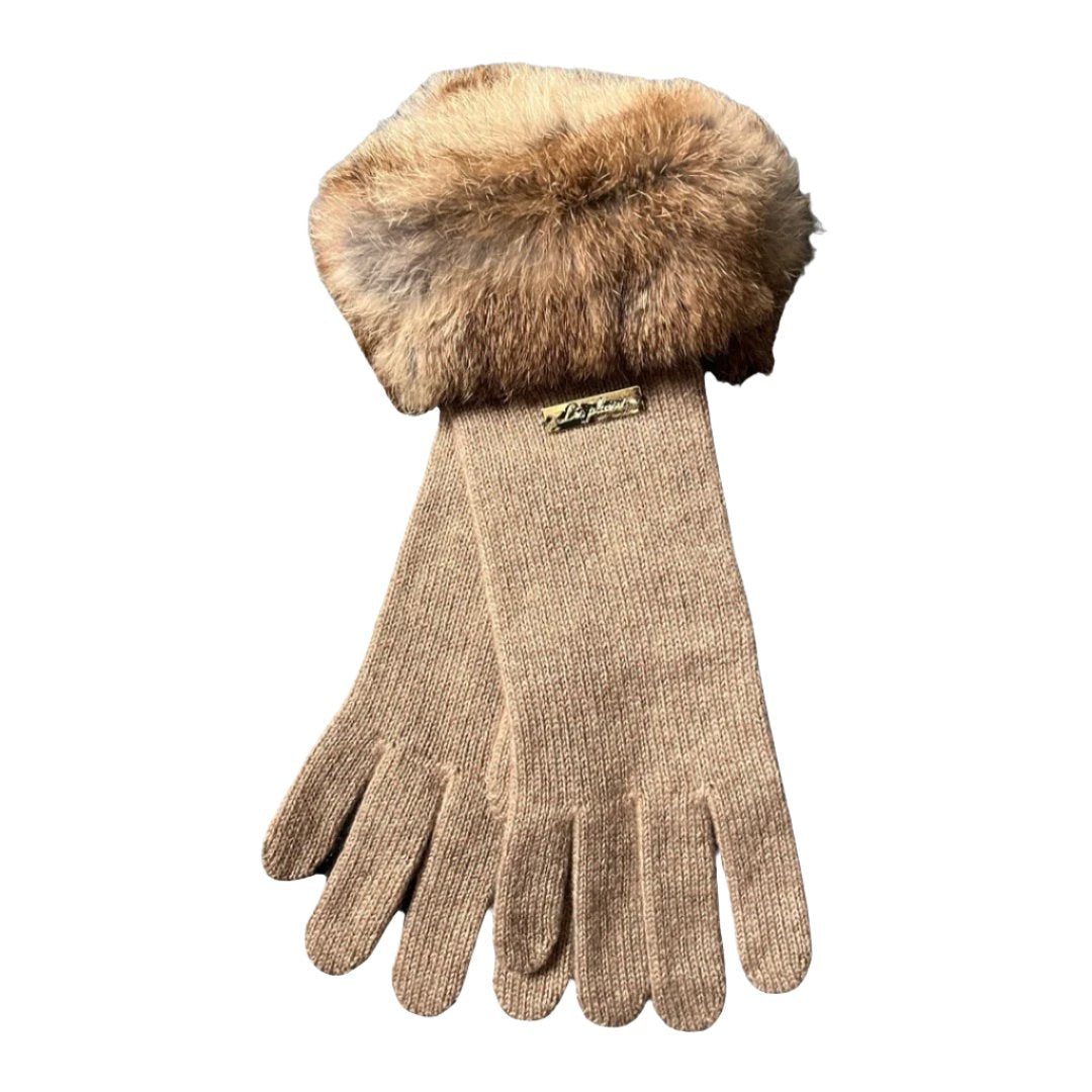 8658 - guanto in cashmere con applicazione pelliccia