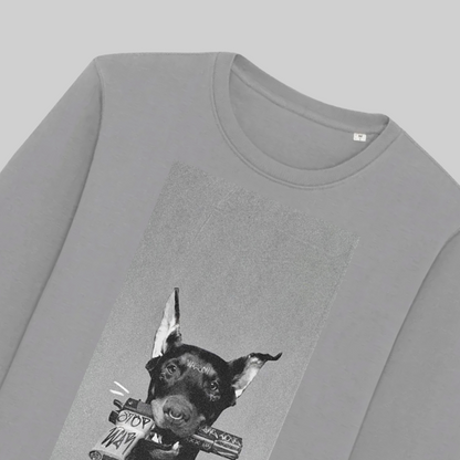 Herren-Sweater aus Bio-Baumwolle – "stop" Print