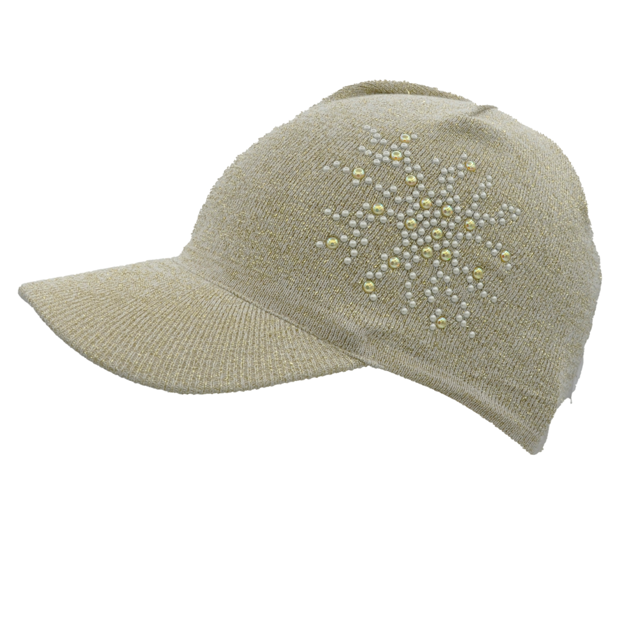 Cappellino da baseball donna in cotone con lurex e strass