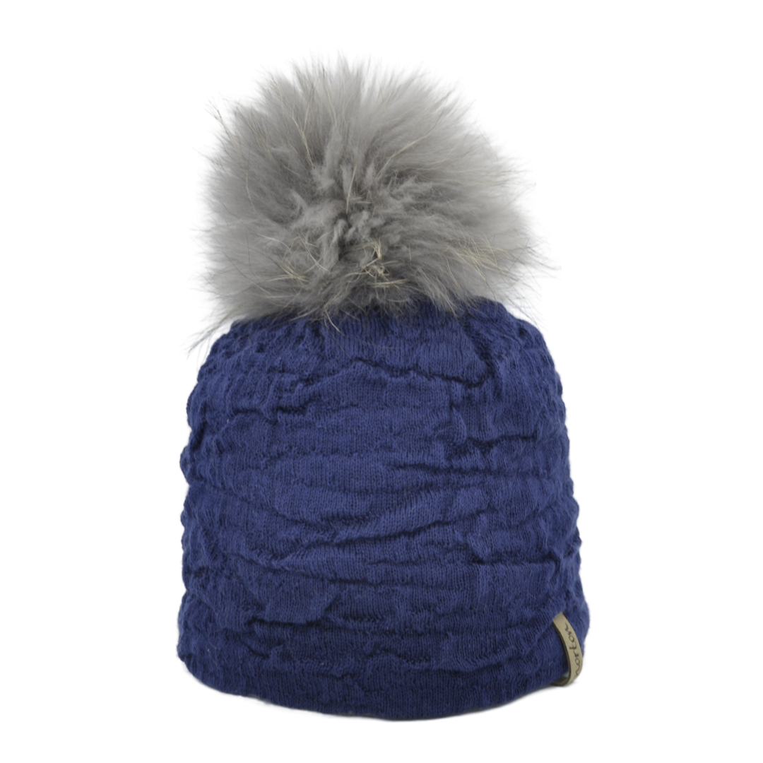 506 - Mütze in Merino Wolle mit Bommel