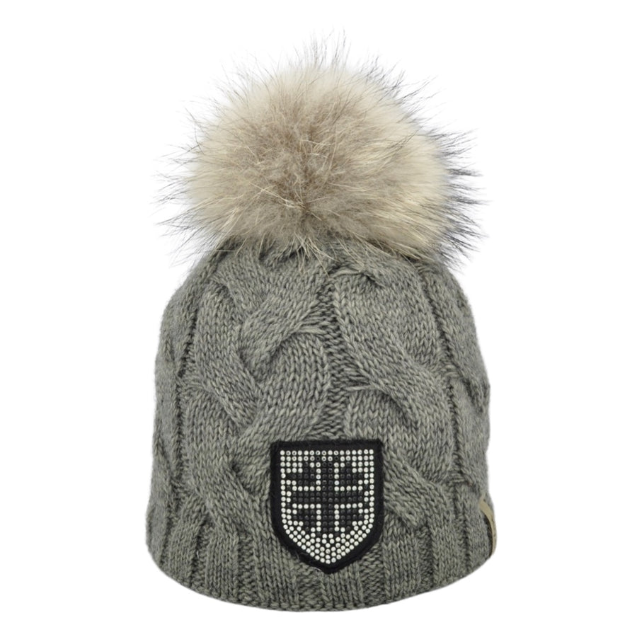 Merino-Mütze mit Strass-Patch