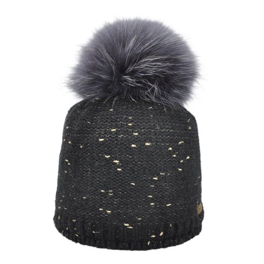 7320 - beanie with bobble and gold lurex