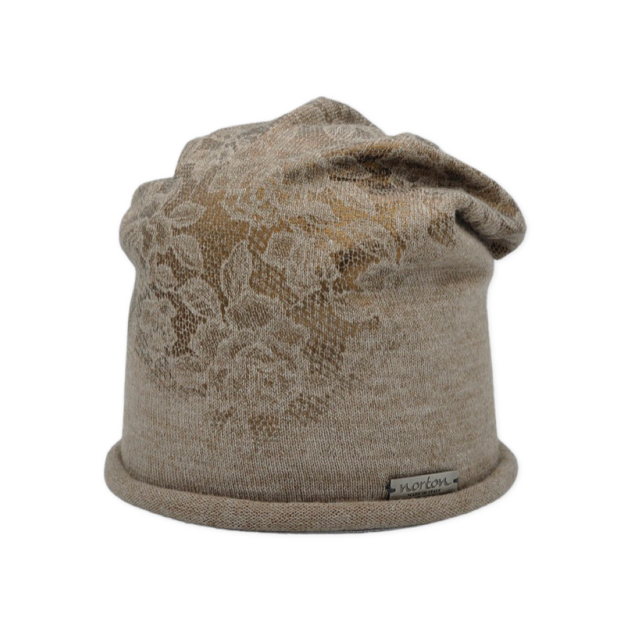 Merino Wool Beanie with Laminated Print