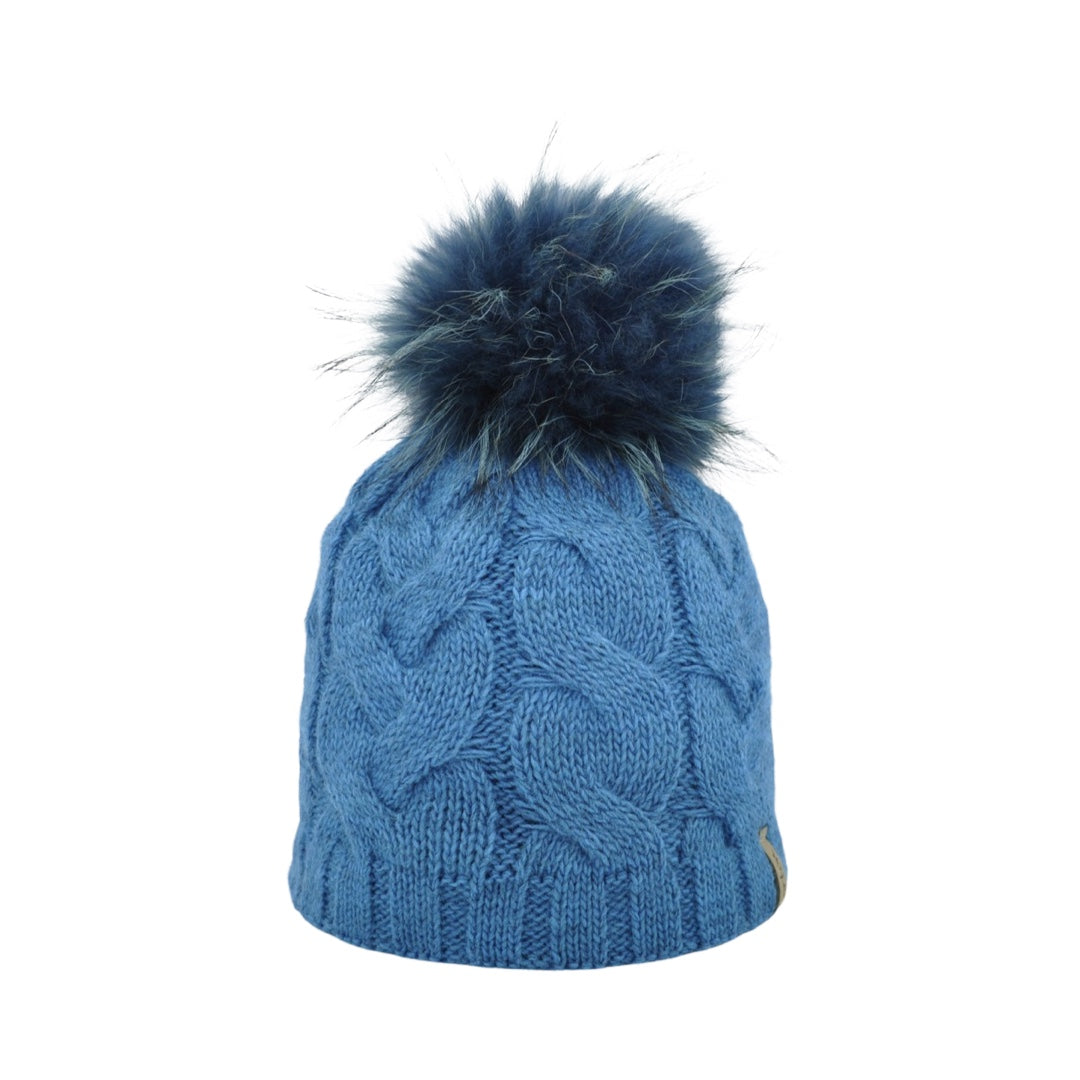 7616 - beanie in merino wool with bobble