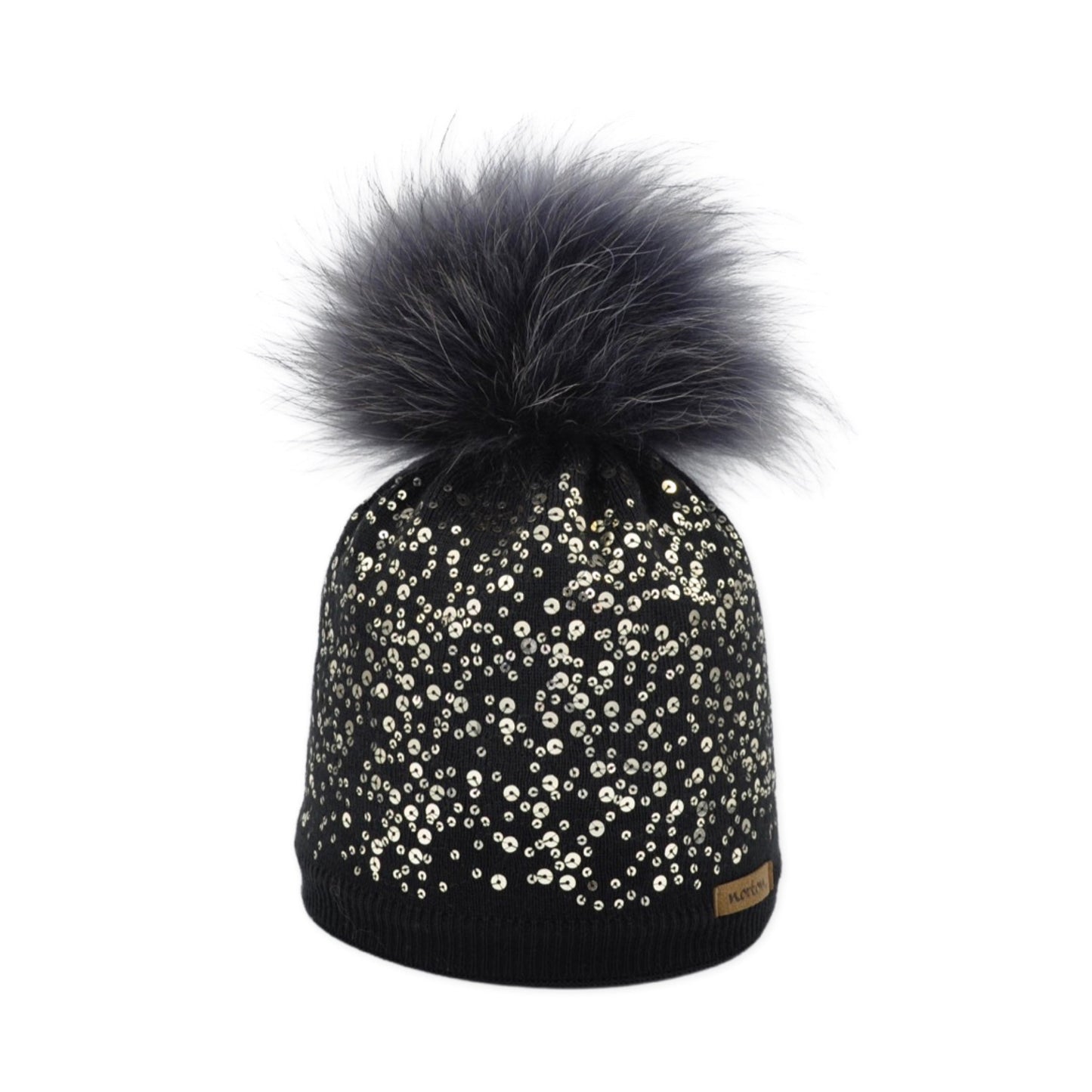 8708 - Mütze aus Merino Wolle mit Bommel 