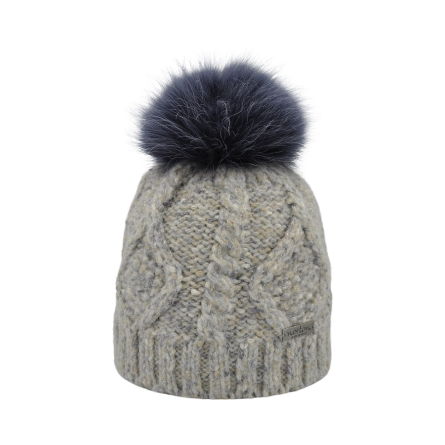 Merino-Mütze mit Glitzergarn und Bommel